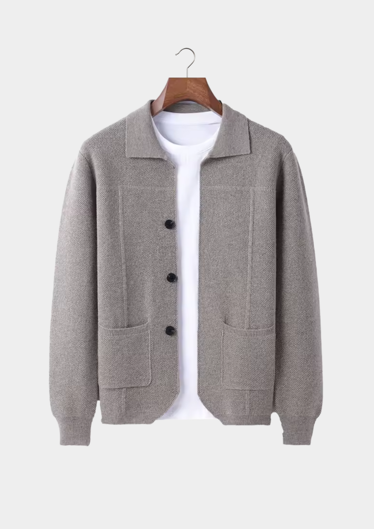 PURE EXTRA-FINE MERINO WOOL BUTTON OVERSHIRT