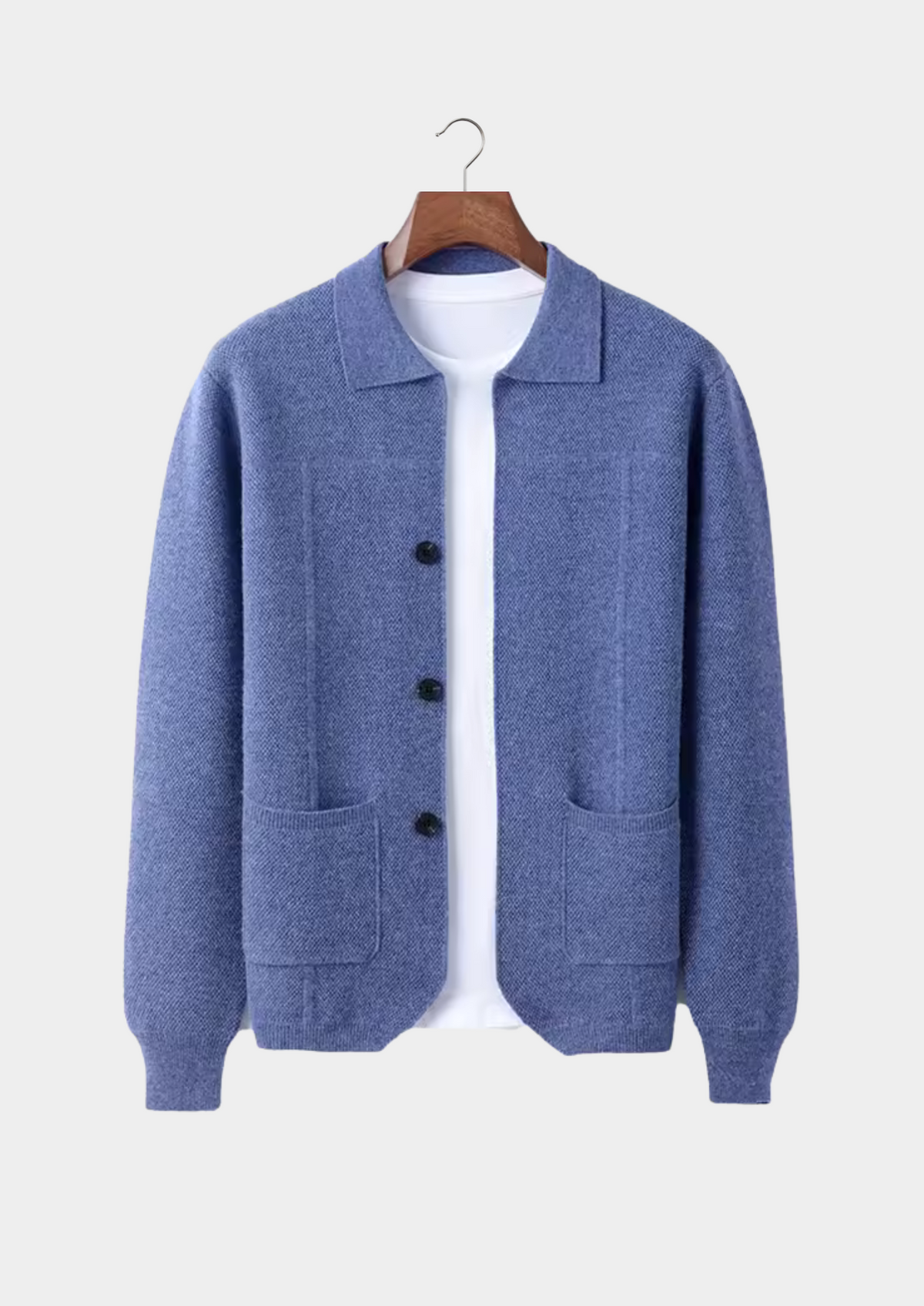 PURE EXTRA-FINE MERINO WOOL BUTTON OVERSHIRT